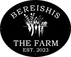 Black logo of Bereishis The Farm, located at 10675 Chatsworth Hwy, Ellijay, GA 30540. The farm offers yurt stays, animal visits, and farm tours.